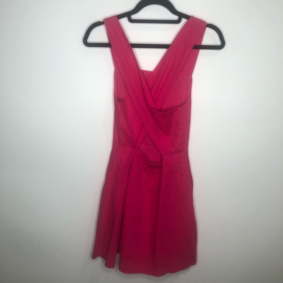 ✅ NWT J.O.A. Women's LINEN Fit and Flare Sleeveless HOT PINK Dress SIZE X-SMALL - Picture 3 of 6